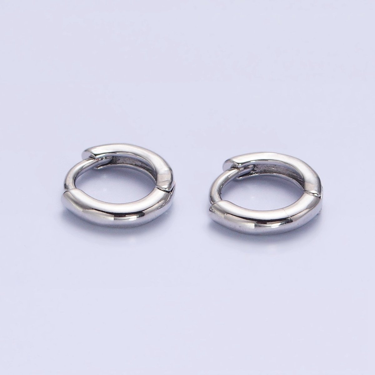Silver Thin Minimalist 10mm Cartilage Huggie Earrings | AB803 - DLUXCA