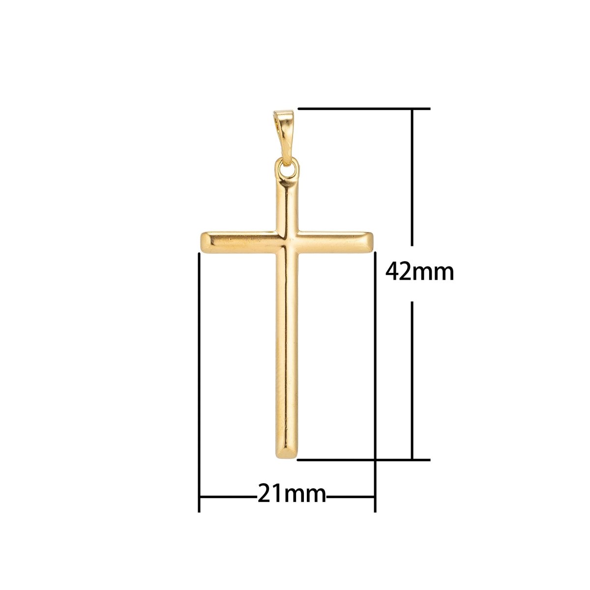 Simple Classic 24K Gold Filled Cross Charm Plain Faith Cross Pendant Religious Jewelry for Necklace Making supplies H-058 - DLUXCA