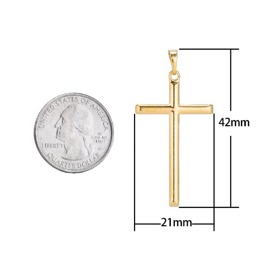 Simple Classic 24K Gold Filled Cross Charm Plain Faith Cross Pendant Religious Jewelry for Necklace Making supplies H-058 - DLUXCA