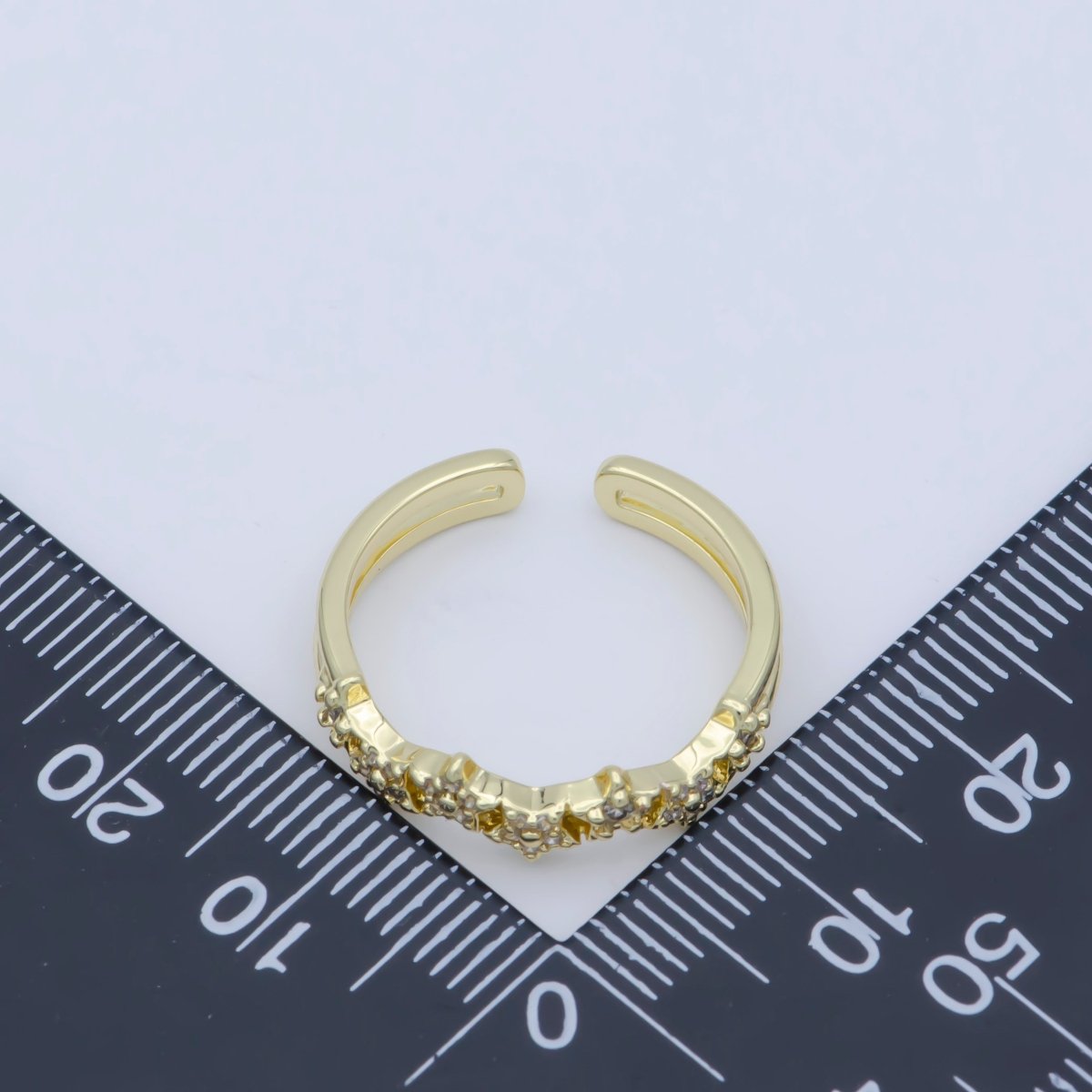 Simple Crown Clear Cz Stone Stackable Open Adjustable Ring in 14k Gold Filled Minimalist jewelry O-487 - DLUXCA