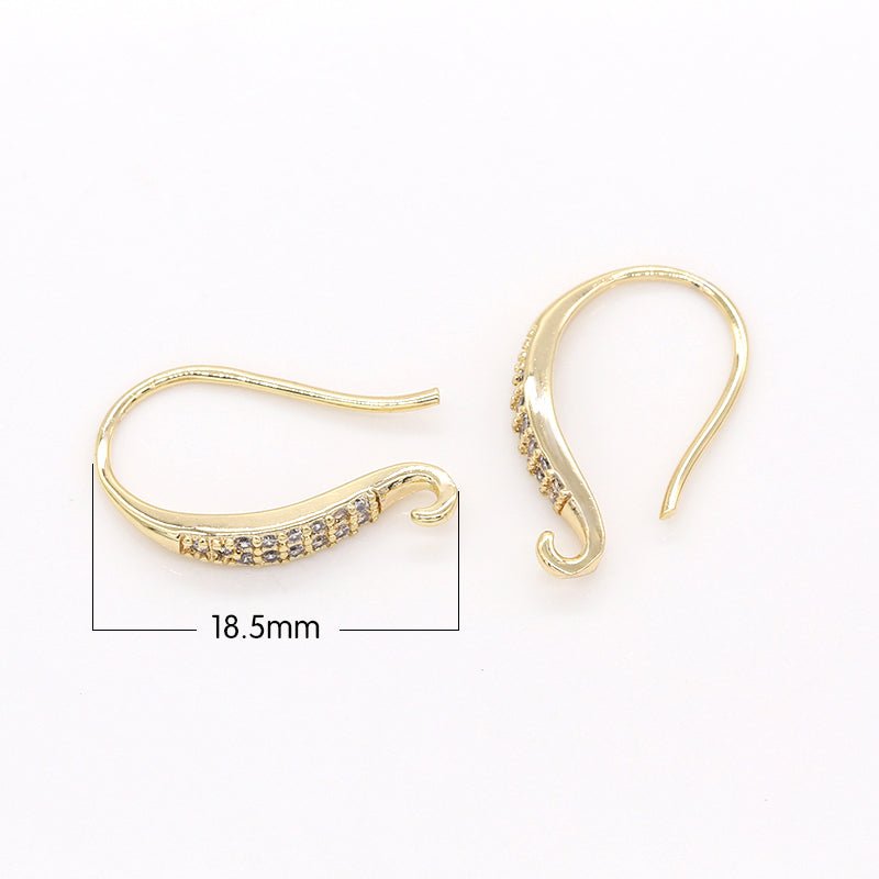 Simple Crystal Golden Curvy Plate Earclimber CZ Angled Geometric Shape Earring Jewelry GP-910 - DLUXCA