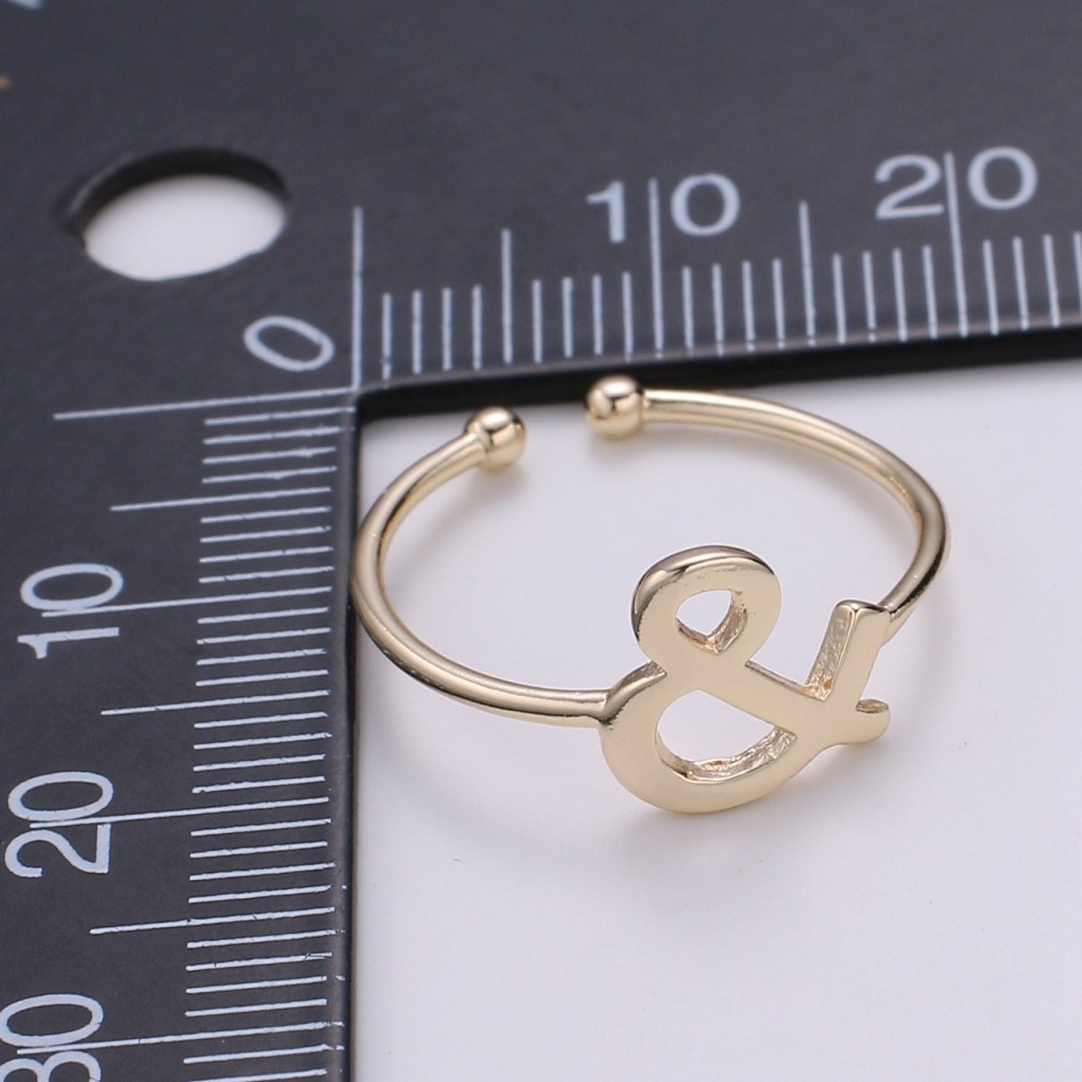 Simple "&" Gold Filled Adjustable Ring R-254 - DLUXCA