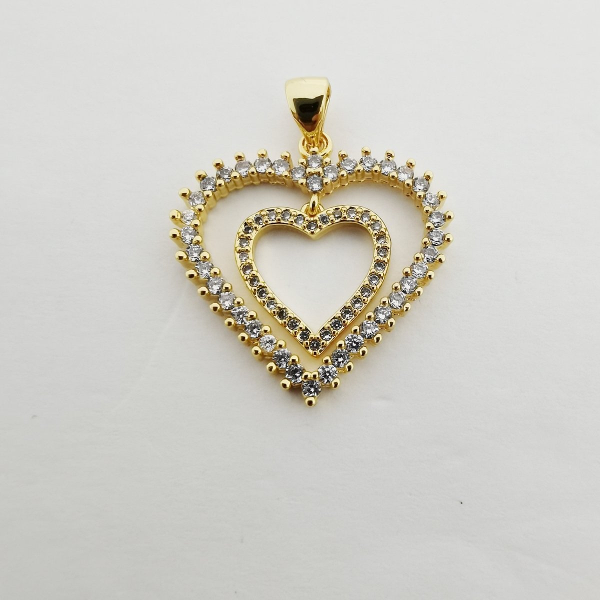 Simple Gold Filled Double Heart Pendants I-766 - DLUXCA