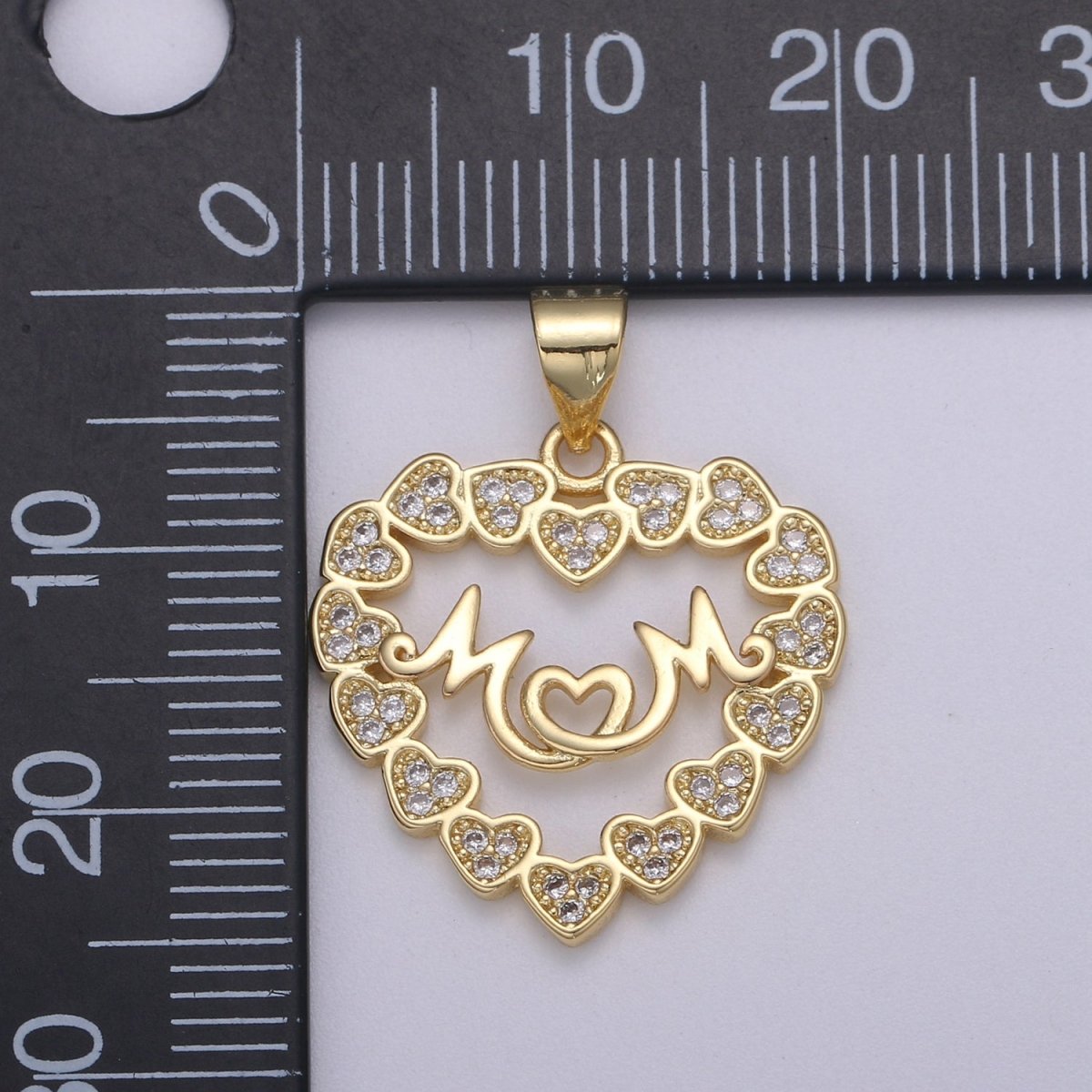 Simple Gold Filled "MOM" Heart Pendants H-721 - DLUXCA