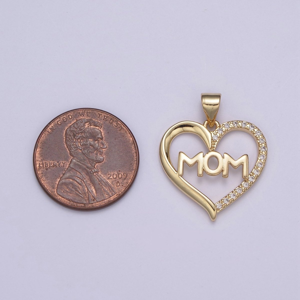 Simple Gold Filled "MOM" Heart Pendants - Love Inspired "Mom" Gold / Silver Pendant N-436 H-603 - DLUXCA