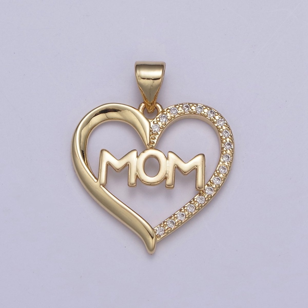 Simple Gold Filled "MOM" Heart Pendants - Love Inspired "Mom" Gold / Silver Pendant N-436 H-603 - DLUXCA