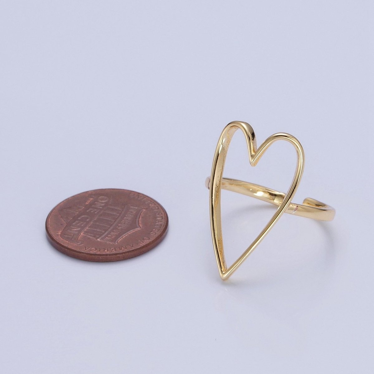 Simple Gold Heart Ring O-762 - DLUXCA