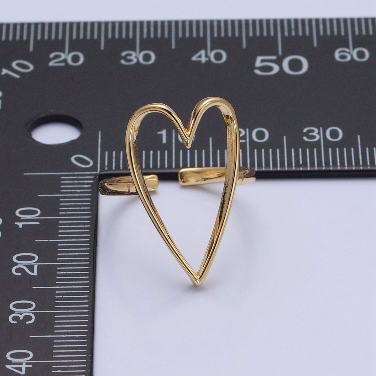 Simple Gold Heart Ring O-762 - DLUXCA