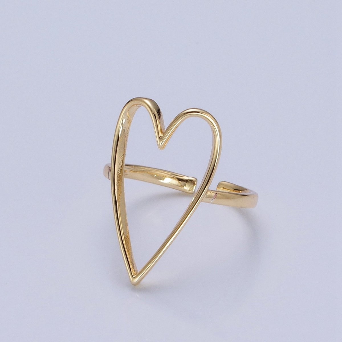 Simple Gold Heart Ring O-762 - DLUXCA