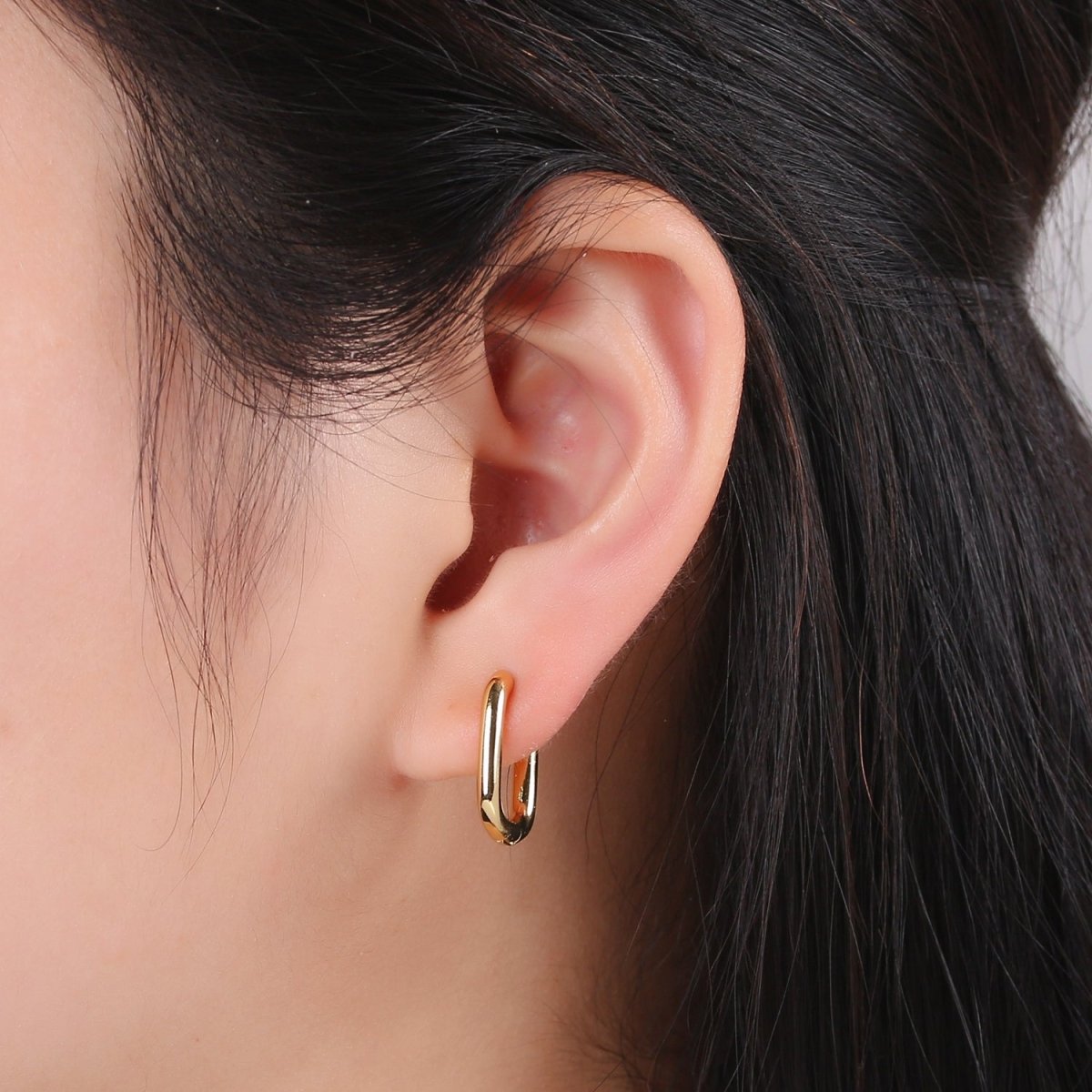 Simple Gold Lever backs Earring, Paperclip Fish Loop Earring, Vintage Gold Micro Pave Earring for DIY Q-441 - DLUXCA