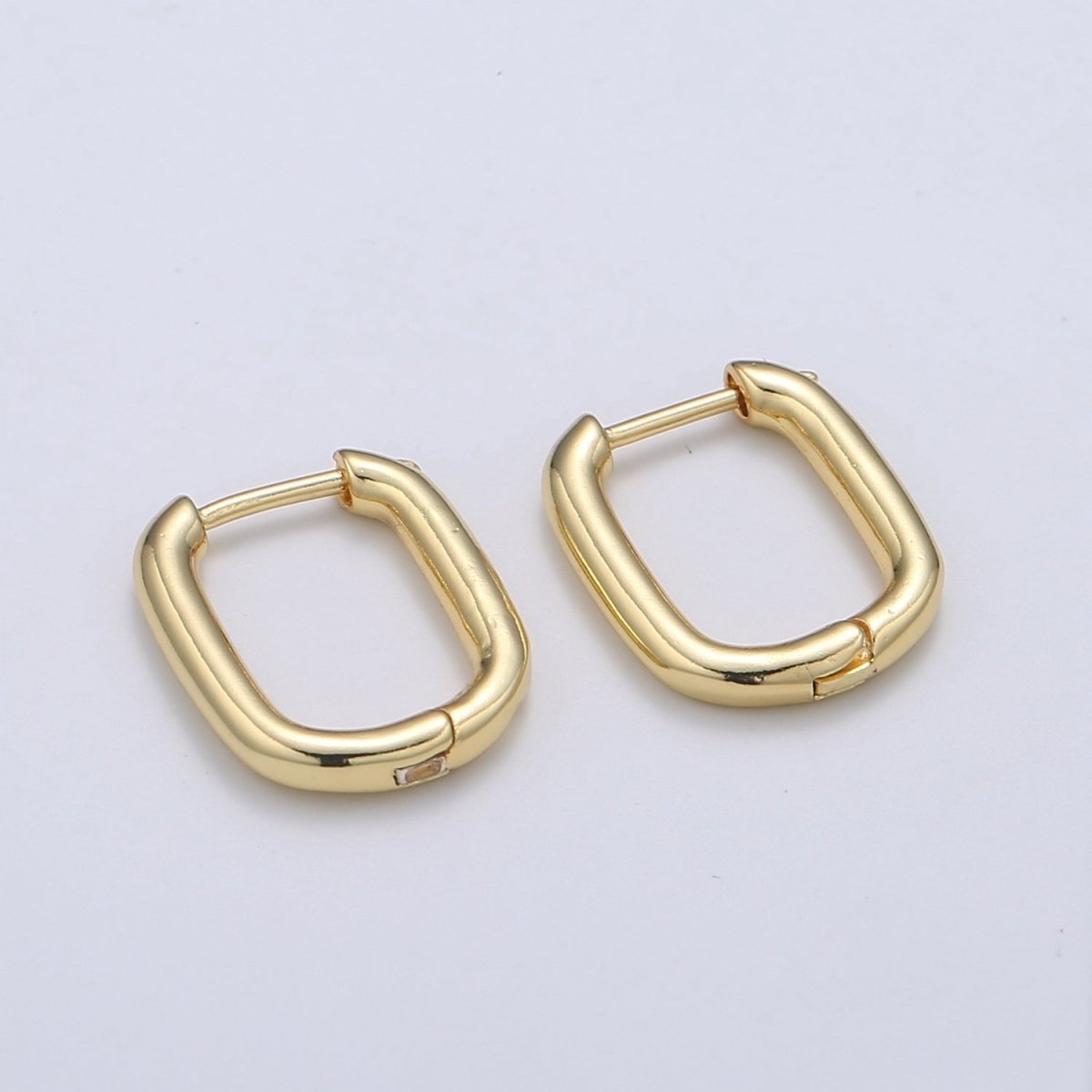 Simple Gold Lever backs Earring, Paperclip Fish Loop Earring, Vintage Gold Micro Pave Earring for DIY Q-441 - DLUXCA