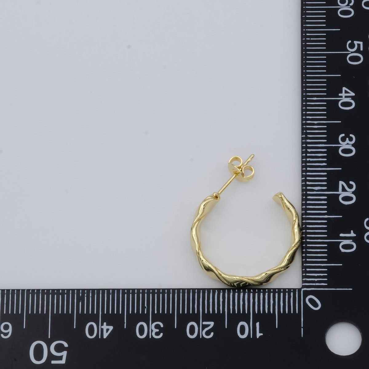 Simple Golden C Shaped Thin Plate Huggies Earrings, Plain Gold Filled Simple Design Geometric Shape Daily Wear Earring Jewelry P-124 - DLUXCA