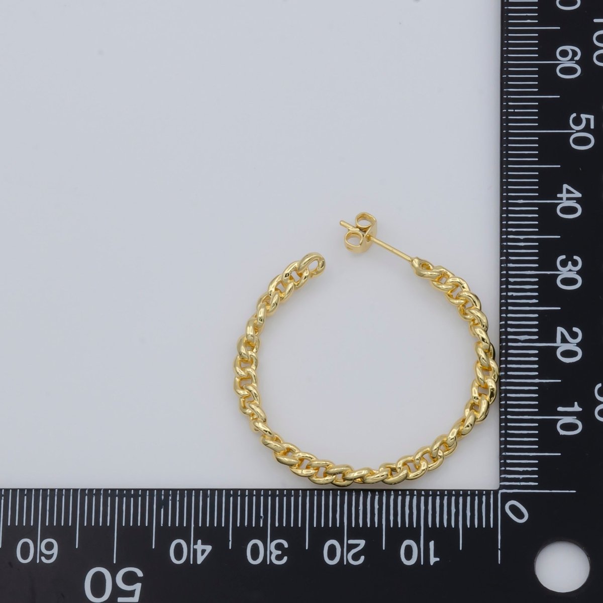 Simple Golden Chained Round Ring Huggies Earrings, Plain Gold Filled Tiny Geometric Formal/Casual Daily Earring Jewelry P-113 - DLUXCA