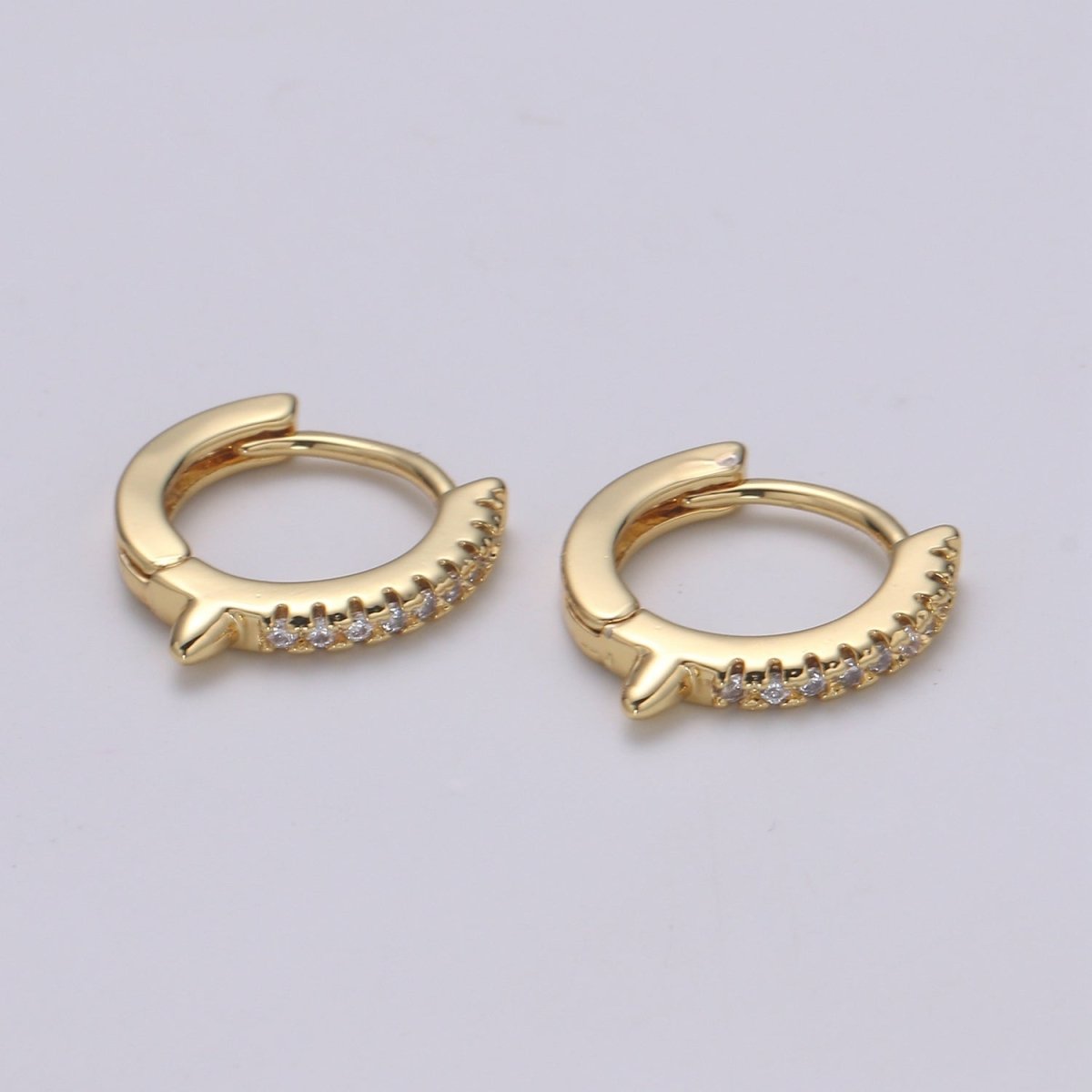 Simple Golden Round Huggies Earrings CZ Gold Filled Geometric Shape Casual/Formal Micro Paved Daily Wear Earring Jewelry P-101 - DLUXCA