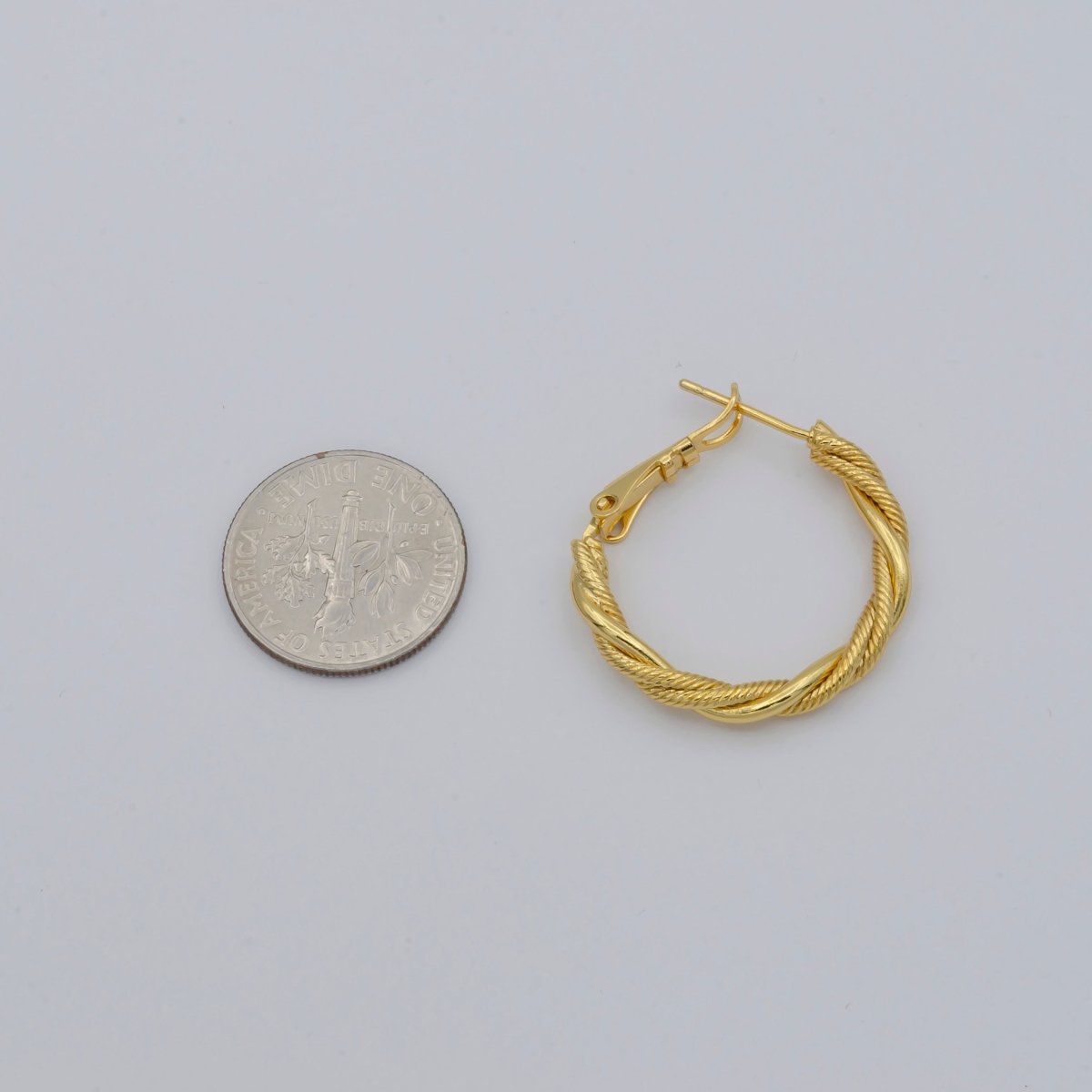 Simple Golden Thin Braid Twist Huggies Earrings, Plain Gold Filled Mini Geometric Unique Shape Formal/Casual Daily Wear Hinge hoop Earring Jewelry P-109 P-110 P-111 - DLUXCA