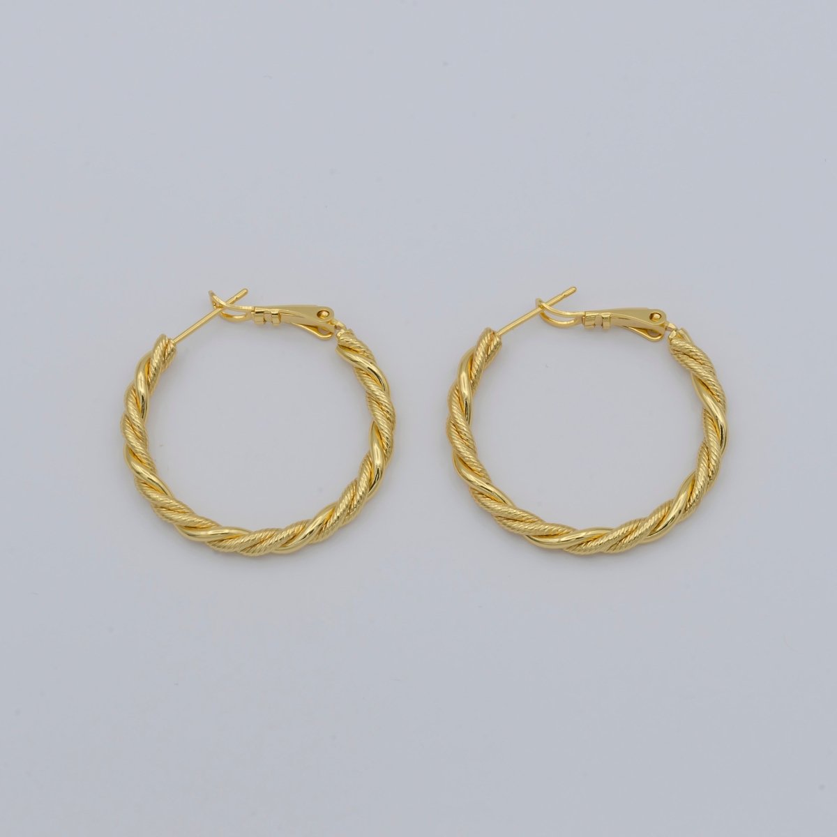 Simple Golden Thin Braid Twist Huggies Earrings, Plain Gold Filled Mini Geometric Unique Shape Formal/Casual Daily Wear Hinge hoop Earring Jewelry P-109 P-110 P-111 - DLUXCA