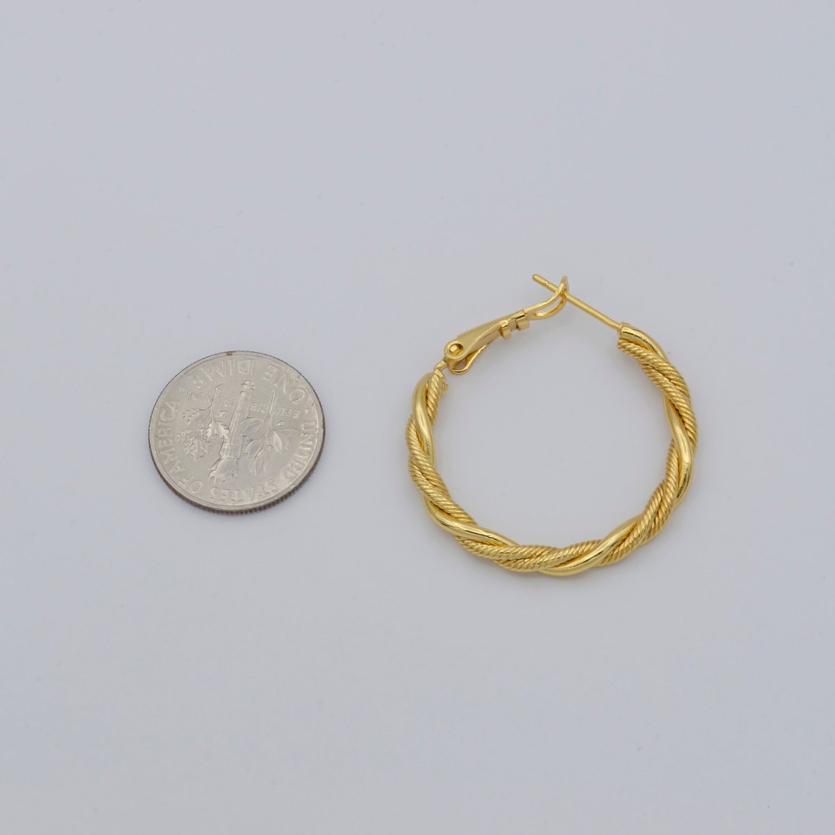 Simple Golden Thin Braid Twist Huggies Earrings, Plain Gold Filled Mini Geometric Unique Shape Formal/Casual Daily Wear Hinge hoop Earring Jewelry P-109 P-110 P-111 - DLUXCA