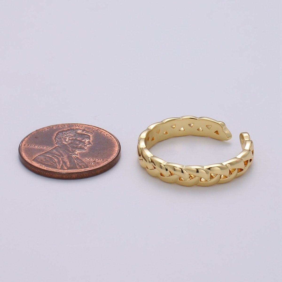 Simple Minimalist Braided Chain Gold Filled Adjustable Ring R-234 - DLUXCA