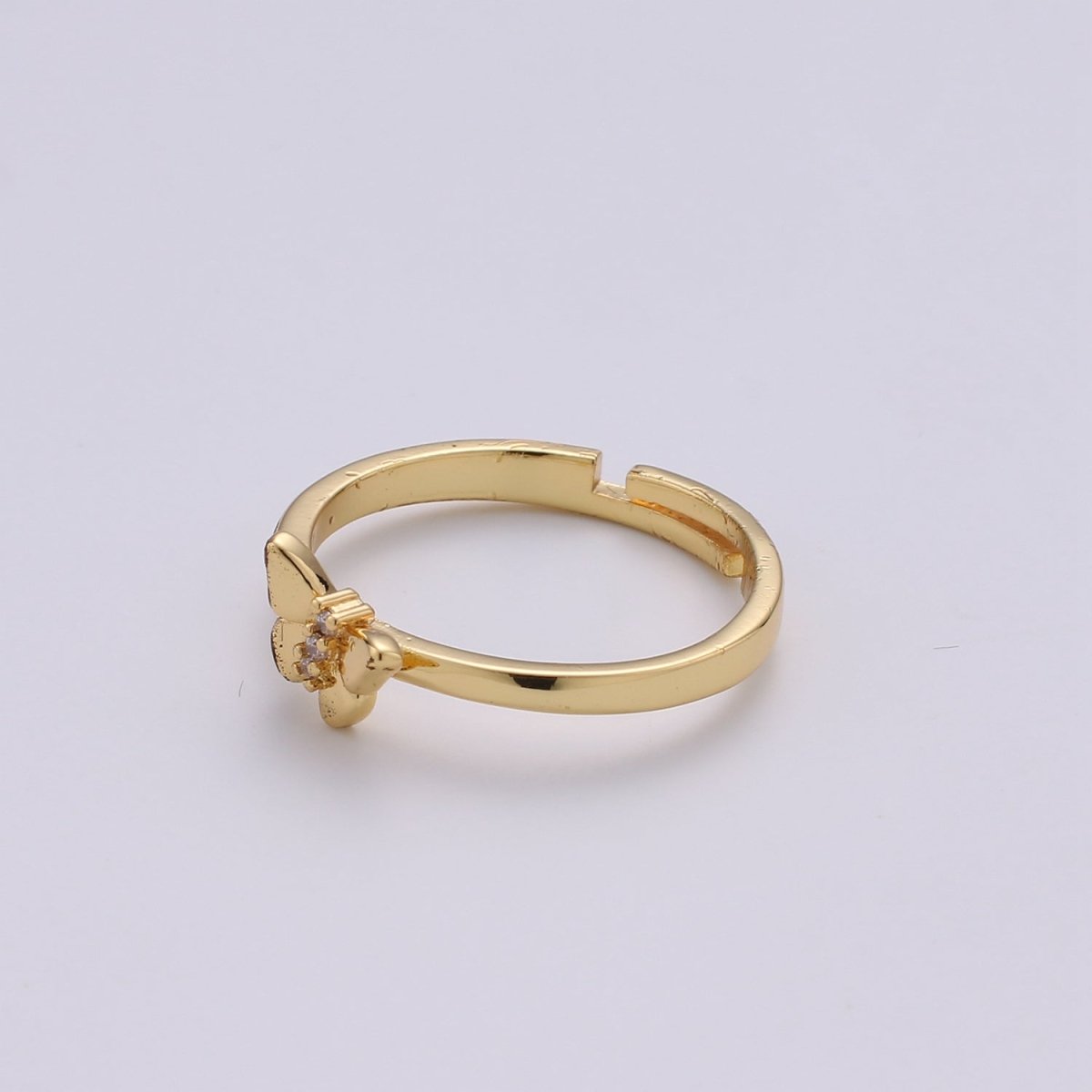 Simple Minimalist Golden Butterfly Gold Filled Adjustable Ring R-035 - DLUXCA