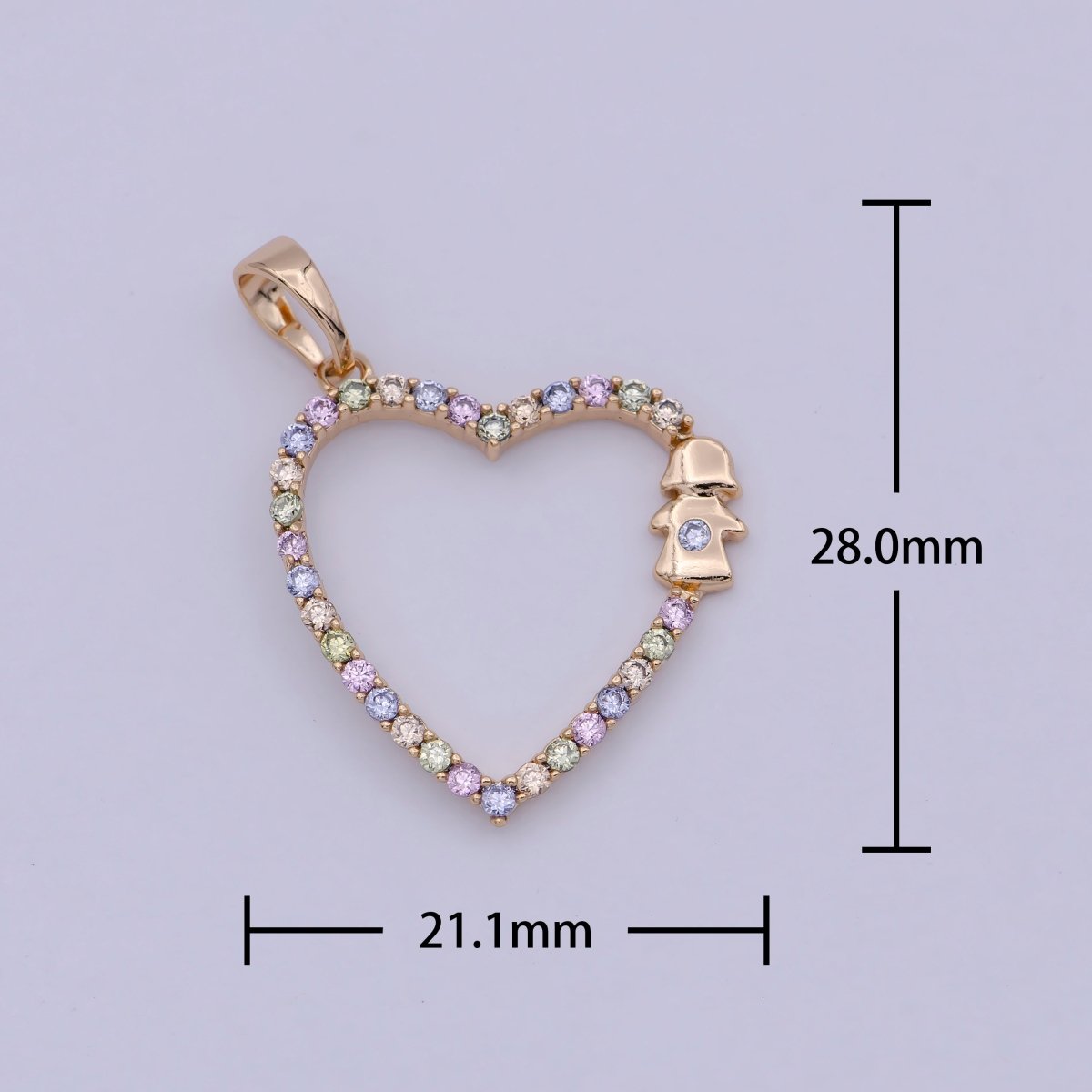 Simple Minimalist Rainbow Gold Filled Heart Pendants I-826 - DLUXCA