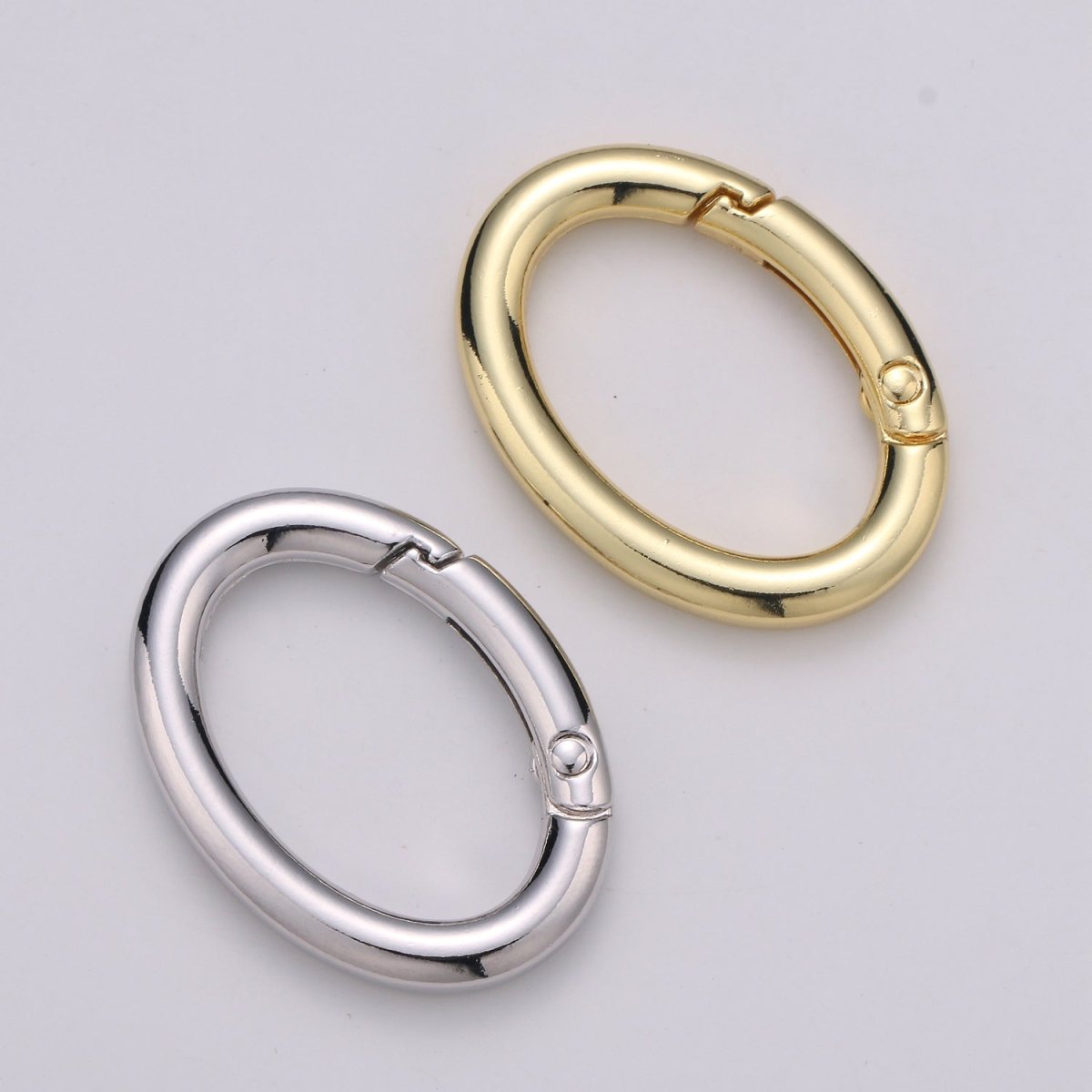 Simple Oval Push Gate Ring For Charm Connectors Wrislet Holder DIY Jewelry Making L-048~L-049 - DLUXCA