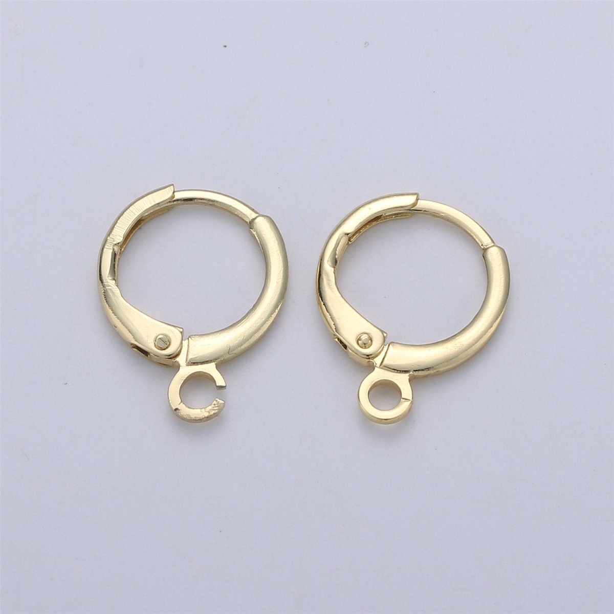 Simple Round 10mm One Touch Earring jewelry Making, Earring supplies 24K Gold Filled huggie hoop earring K-338 K-339 L-087 L-088 - DLUXCA
