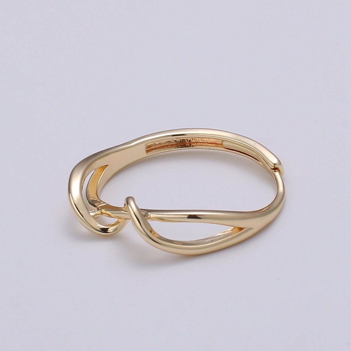 Simple Wave Gold Filled adjustable Ring R-250 - DLUXCA