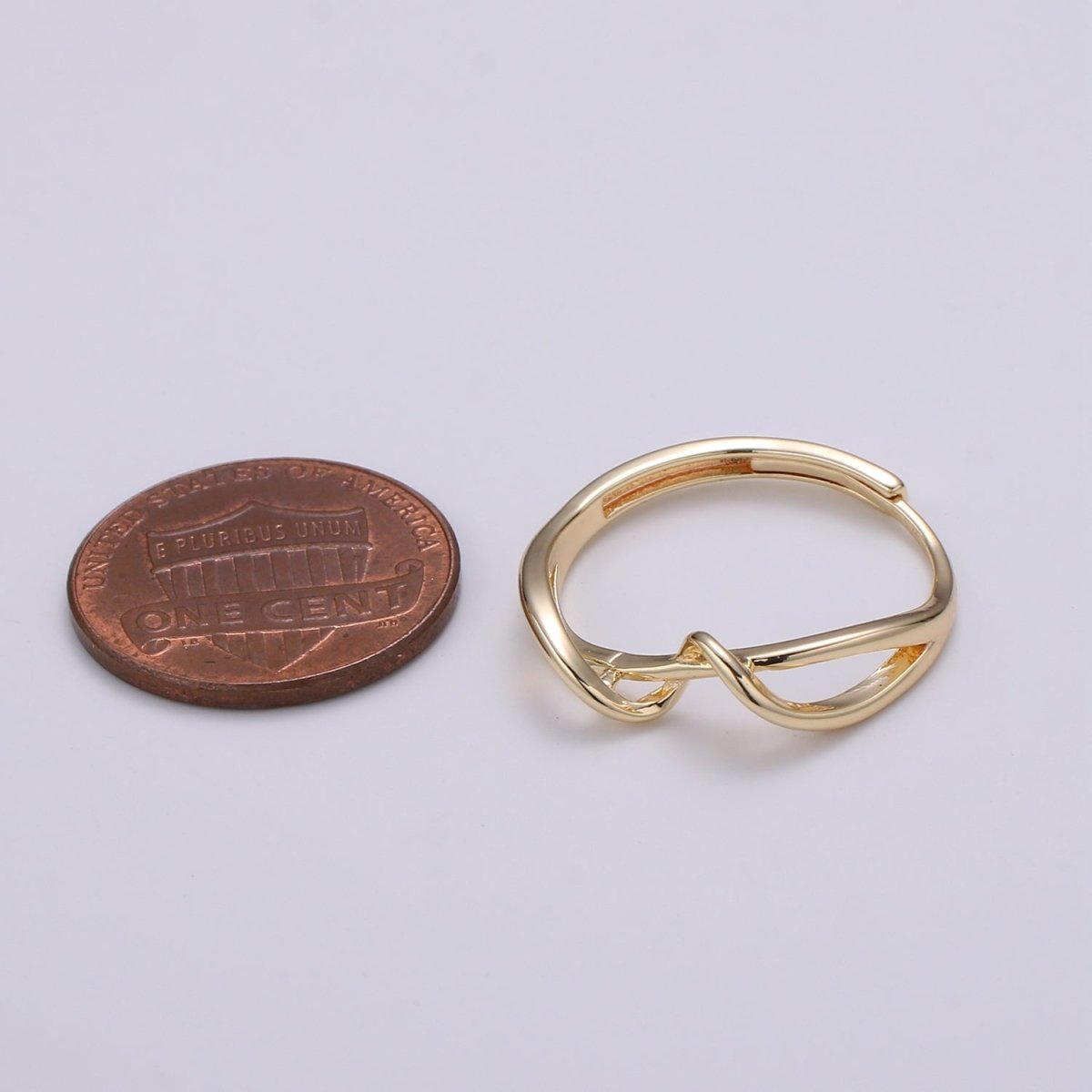 Simple Wave Gold Filled adjustable Ring R-250 - DLUXCA