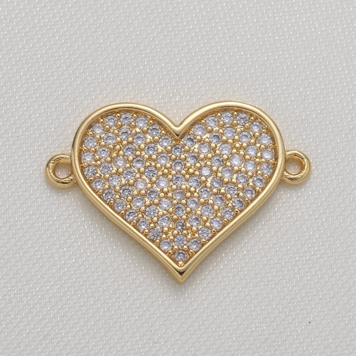 Single Crystal Gold Plated Heart Connector CZ Loving Connecting Warm Heart Jewelry Supply Component GP-603 - DLUXCA