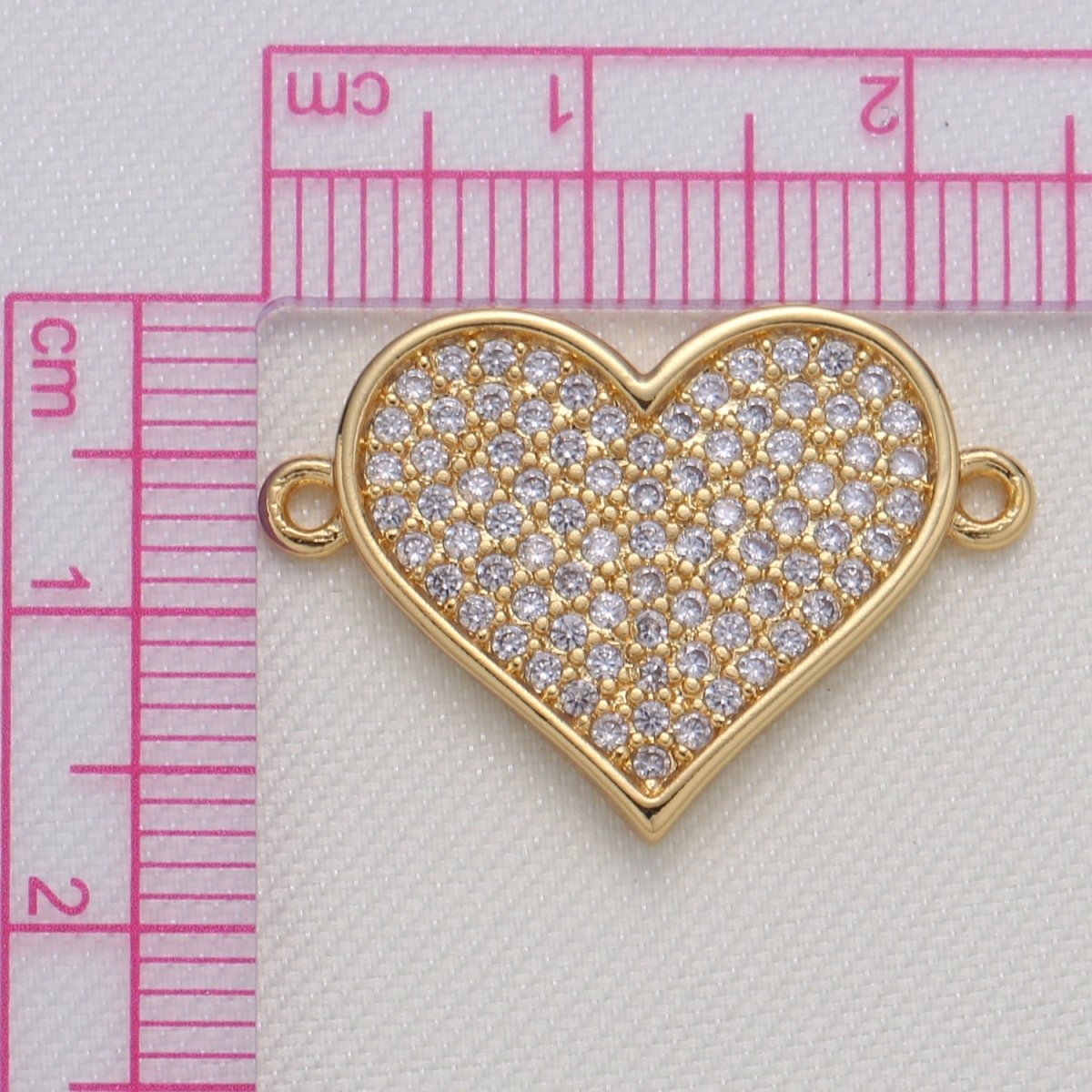 Single Crystal Gold Plated Heart Connector CZ Loving Connecting Warm Heart Jewelry Supply Component GP-603 - DLUXCA