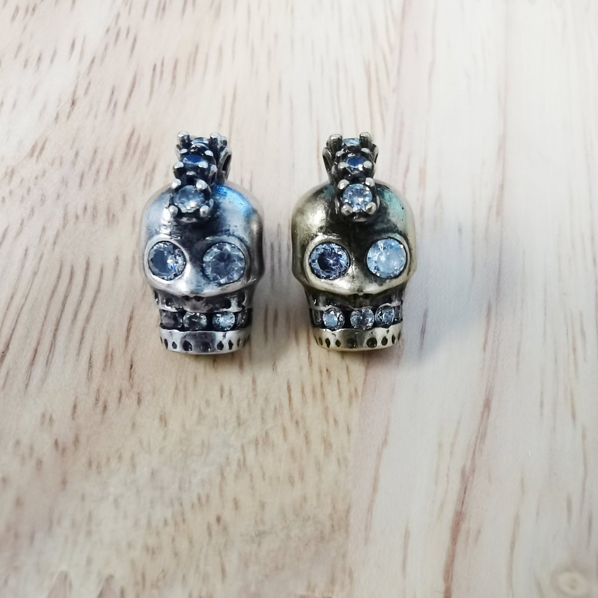 Skull Halloween Scary Head Ghost Soul Crystal DIY Craft Cubic Zirconia Bracelet Charm Bead Findings Connector for Jewelry Making B-251 - DLUXCA
