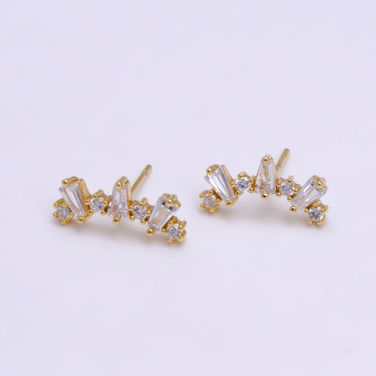 Small Big Crystal Stone Studs Earring CZ Crystal Arrangement Earring Jewelry V089 V090 - DLUXCA