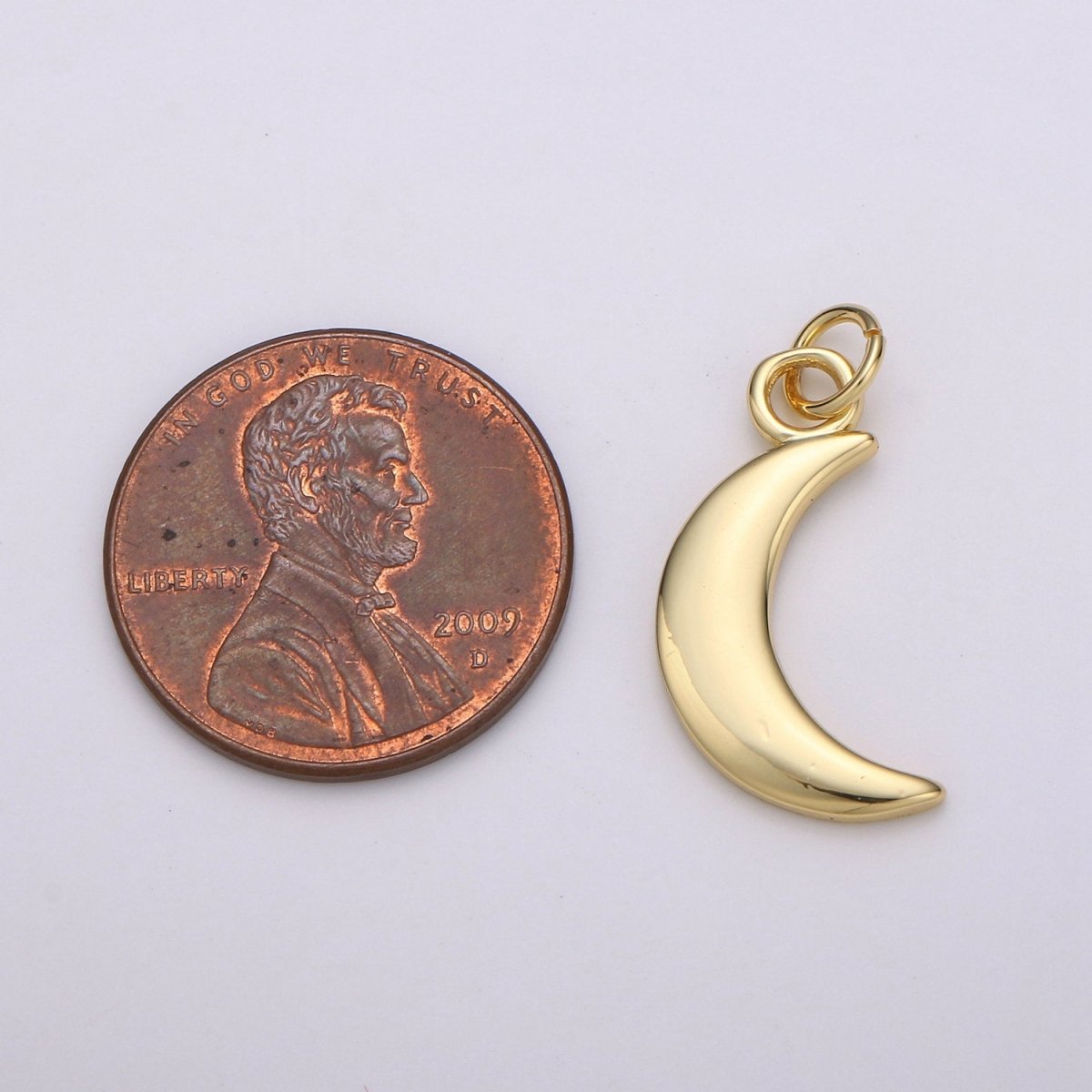 Small Crescent Charm - Gold Moon Charm Celestial Jewelry making for Necklace Bracelet Earring Charm in 14k gold plated D-350 - DLUXCA