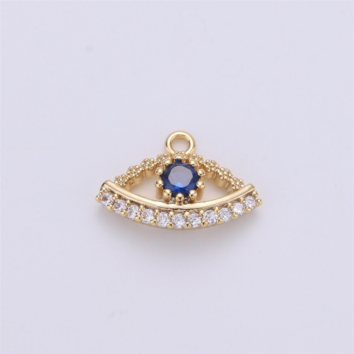 Small Dainty Gold Filled Gold Evil eye Charm Micro Pave Evil Eye Charm Cubic Evil Eye Charm for Bracelet Necklace Earring Charm 14x10mm C-711 - DLUXCA