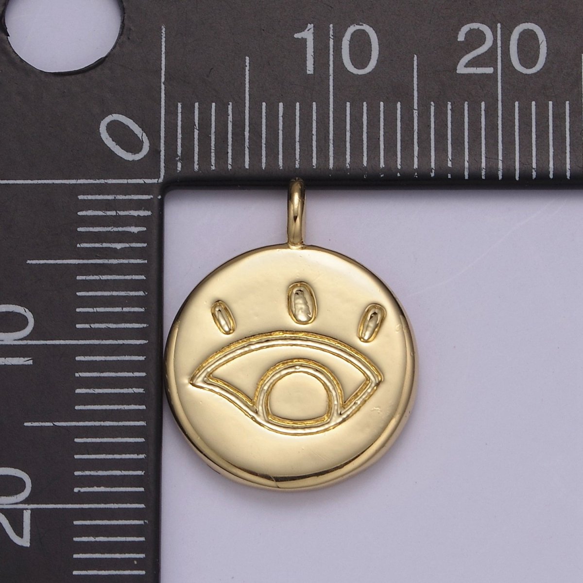Small Gold Eye Coin Charm Greek Eye of Ra Add on Charm N-577 - DLUXCA