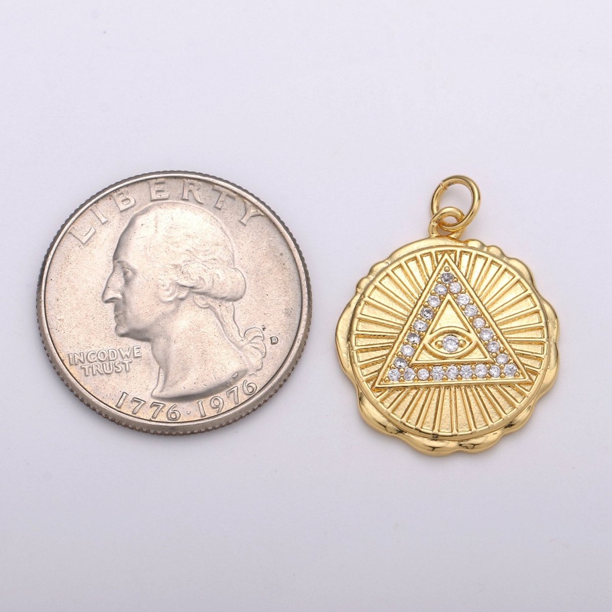 Small Gold Eye of Providence Symbol Pendant All Seeing Eye Charm Illuminati Emblem Third Eye Amulet Talisman Sign Medallion Charm D-346 - DLUXCA