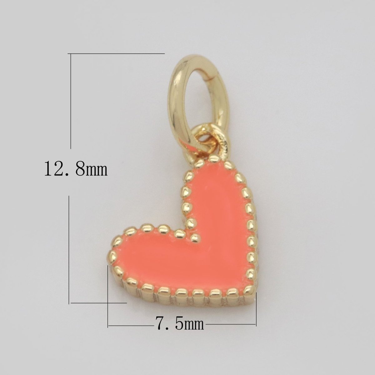 Small Gold Heart Charm - Dainty Enamel Mini Heart Add On Charm Tiny Colorful Heart Love Inspired Gold filled Pendant for Necklace Bracelet M-637 M-638 M-640to M-647 - DLUXCA