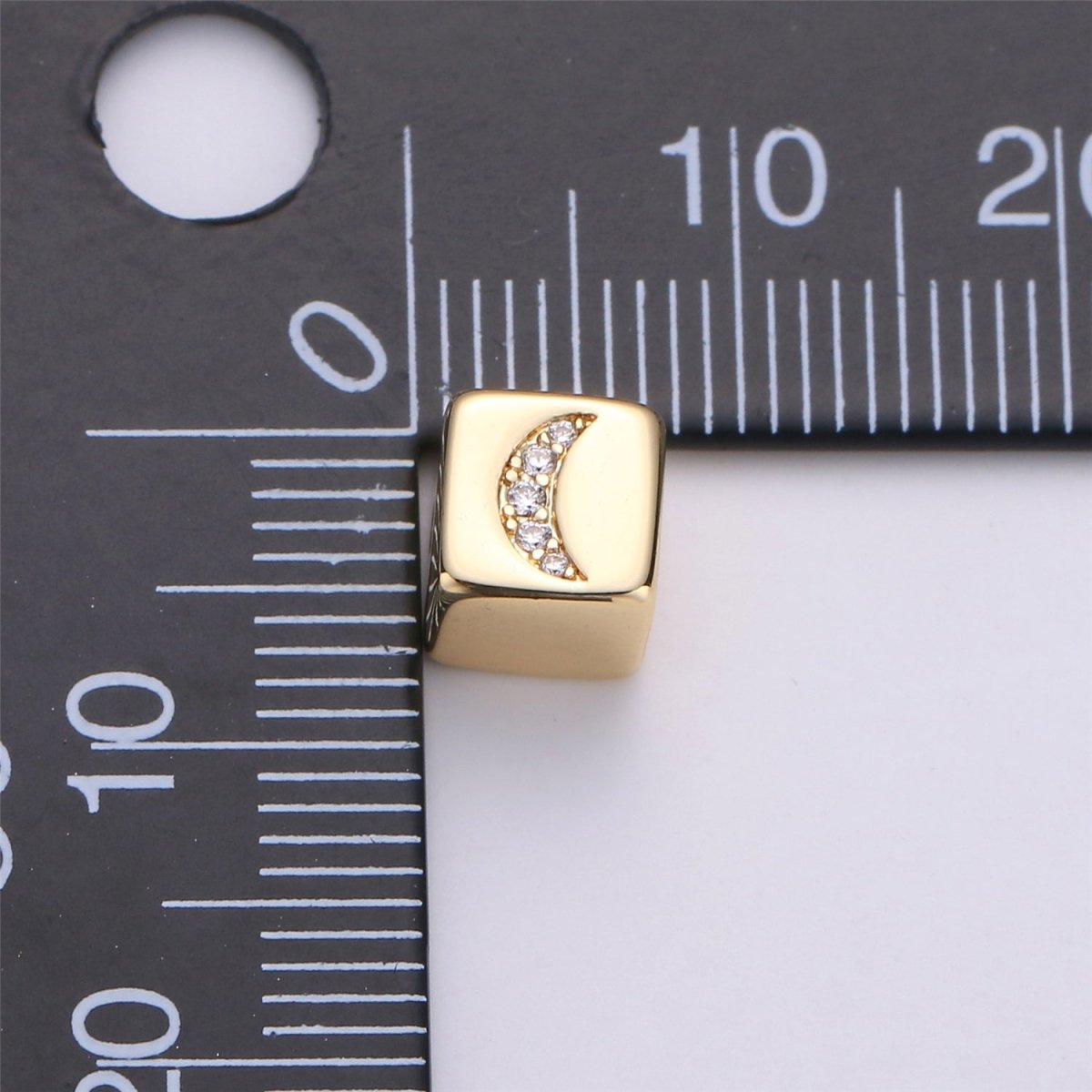 Small Hole Square Beads Gold Celestial Beads Moon Square Beads Planet Earth Universe Inspired for Bracelet Bead B-166 - DLUXCA