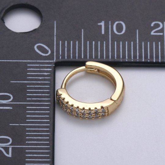 Small Huggie Hoop Earrings 14K Gold Filled Huggie Diamond CZ Silver Tiny Pave Huggie Earrings | Single Cartilage 12mm huggie P-093 P-094 - DLUXCA