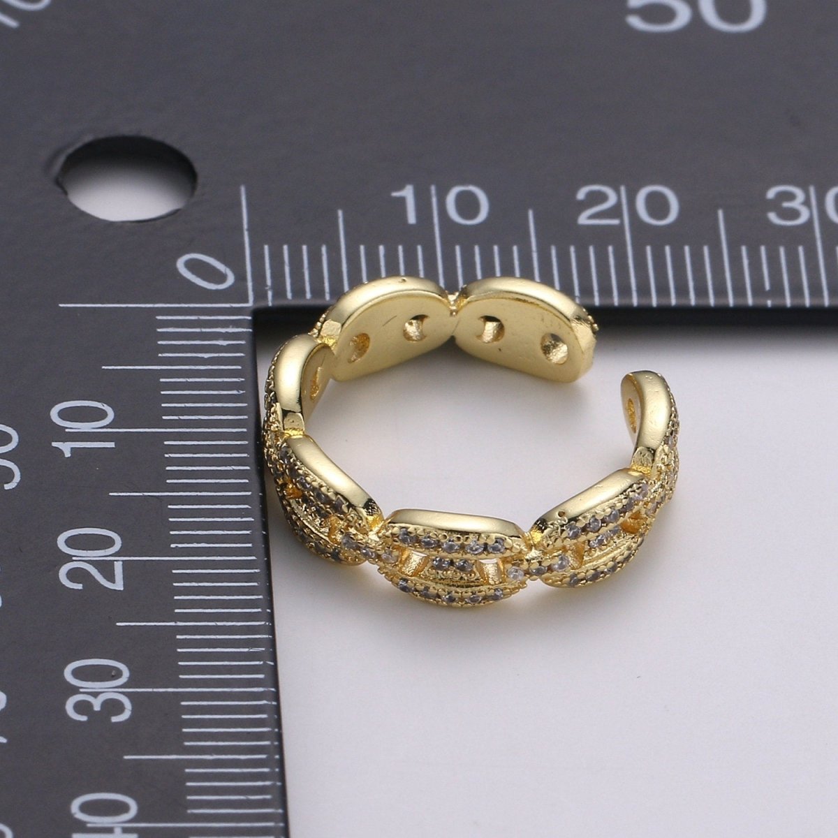 Small Mariner Link Ring, Small Link Ring, Gold Link Ring, CZ Link Ring, Statement Link Ring, Stacking Ring Gold Vermeil R-143 - DLUXCA