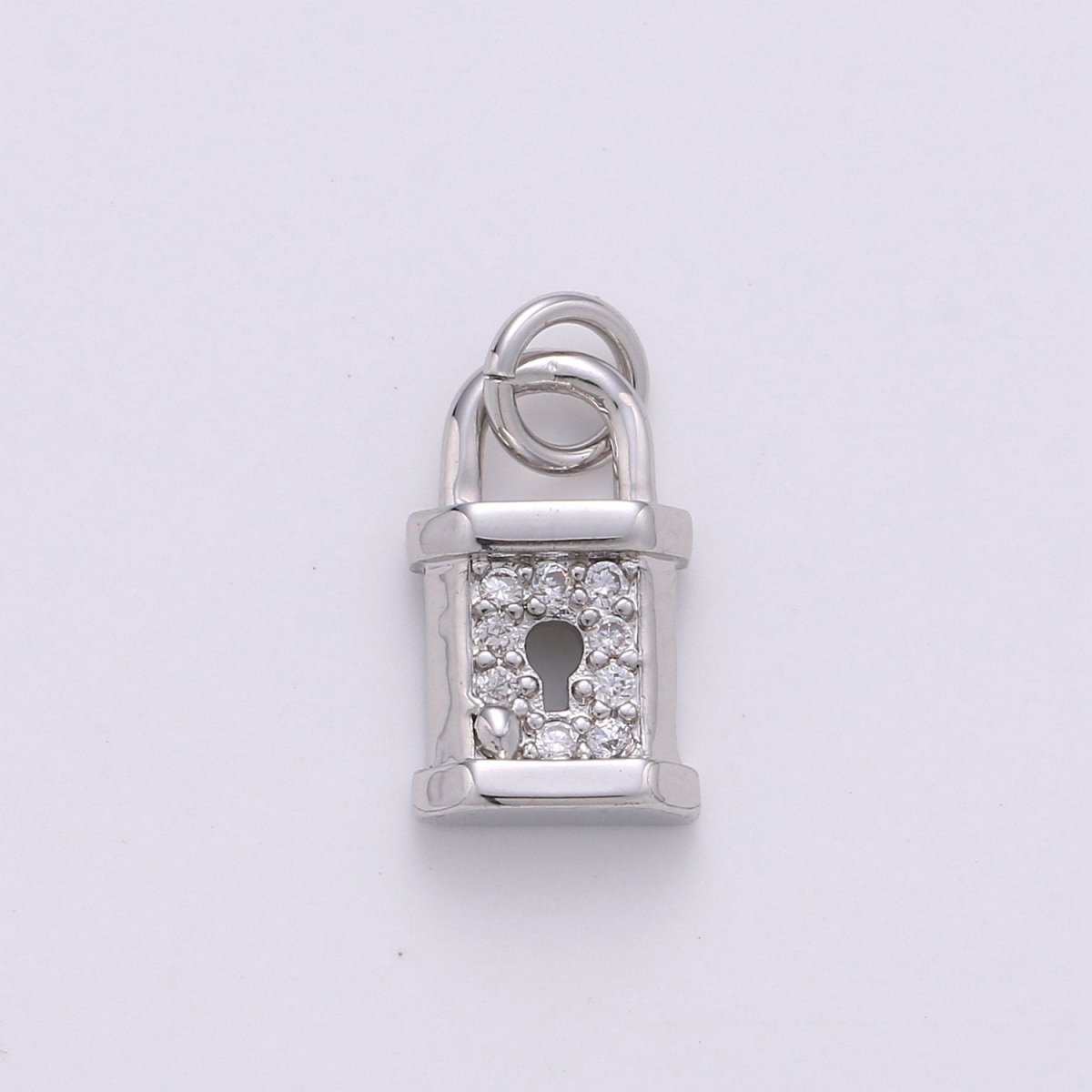 Small Padlock CZ Cubic Zirconia Charm - 18k gold plated over Brass Tiny Gold Lock Micro Pave Charm Pendant Mini Charm for bracelet Earring, D-050 - DLUXCA
