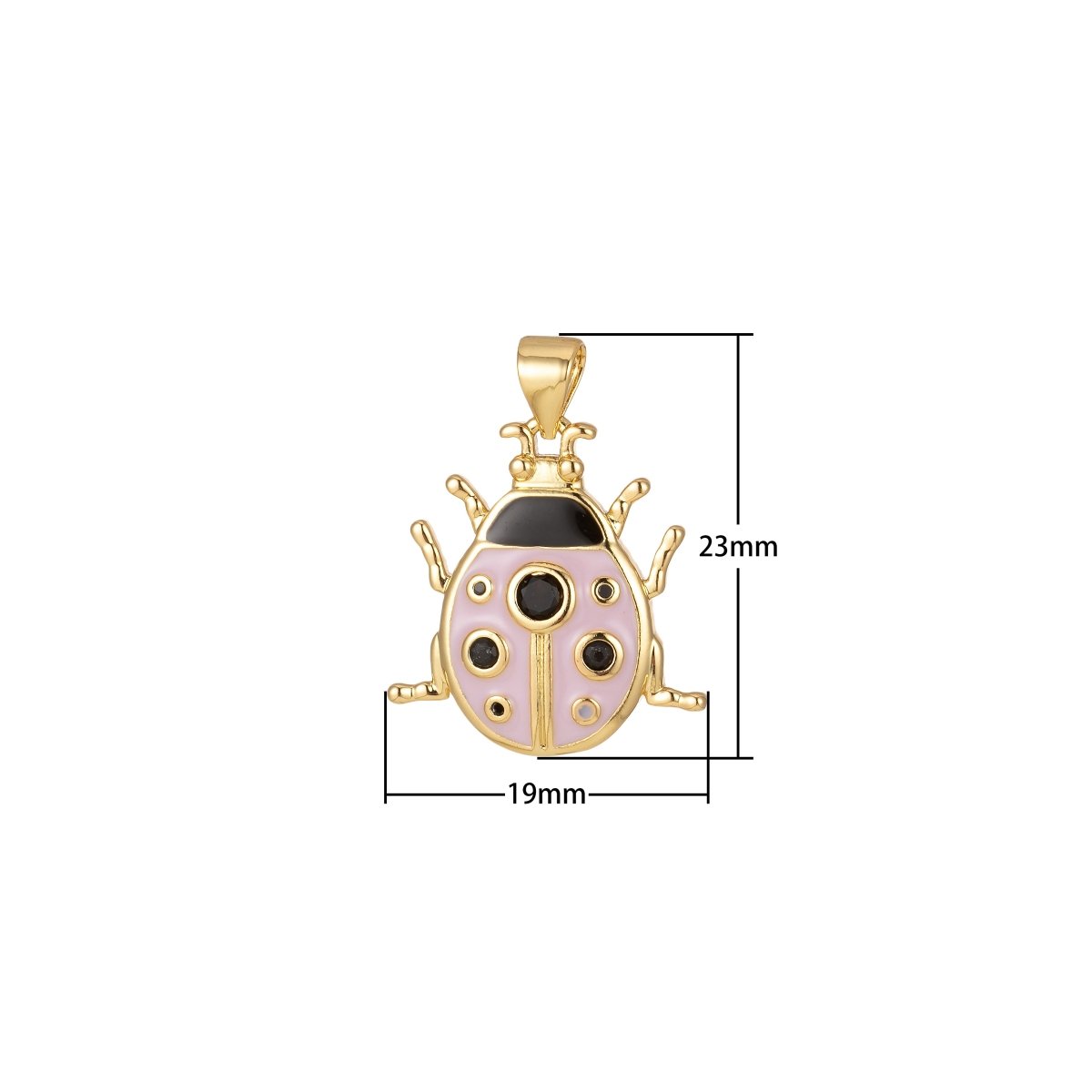 Small Pink Lady Bug Charm Green Enamel Animal Pendant J-311,J-312 - DLUXCA