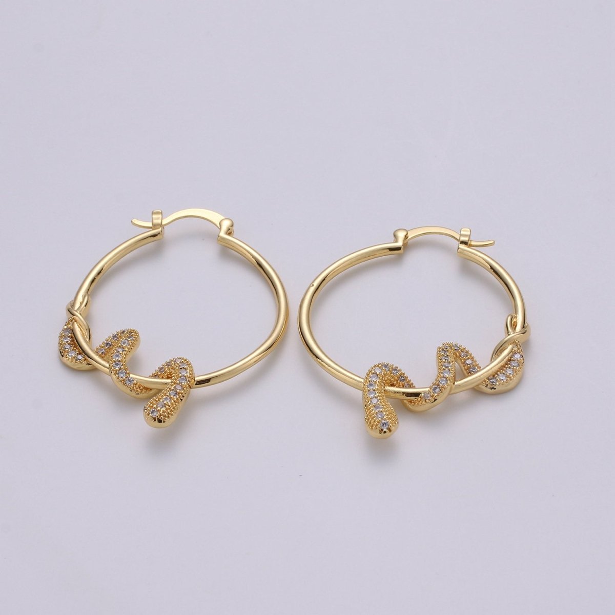 Snake earrings, snake hoop earrings serpent earrings, Gold earrings Micro Pave CZ Earring Jewelry Black Clear Blue Fuchsia Teal Zirconia Q-100 - Q-105 - DLUXCA