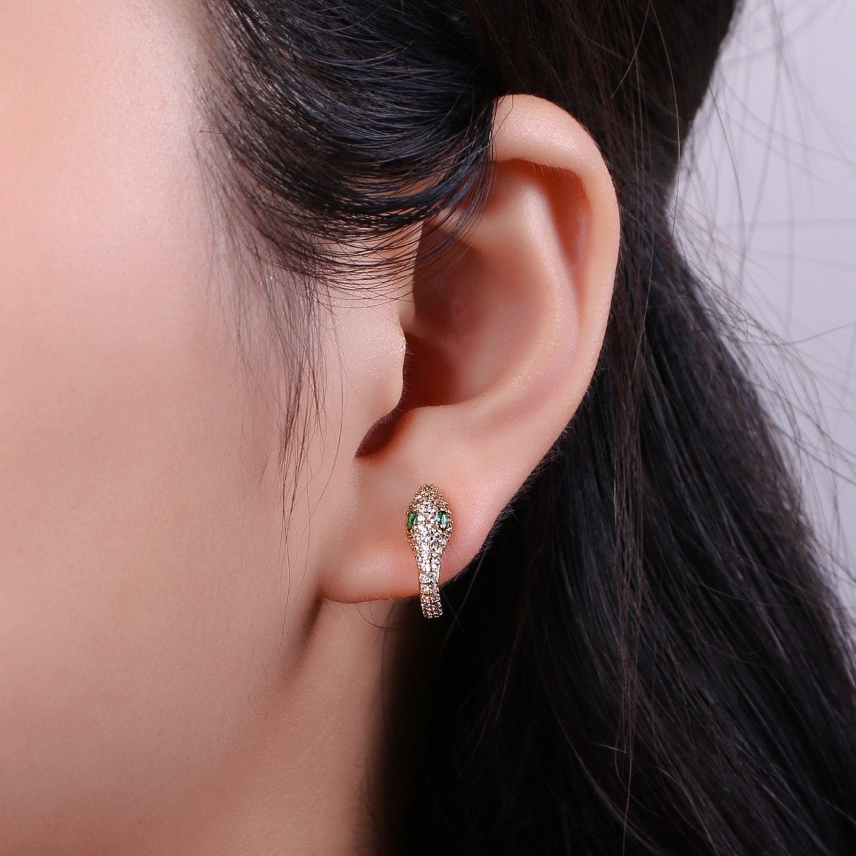 Snake earrings, snake Hugging earrings, dainty earring, gold snake earrings, delicate Hoop, gold earrings, trendy earrings, minimal earrings K-495 - DLUXCA