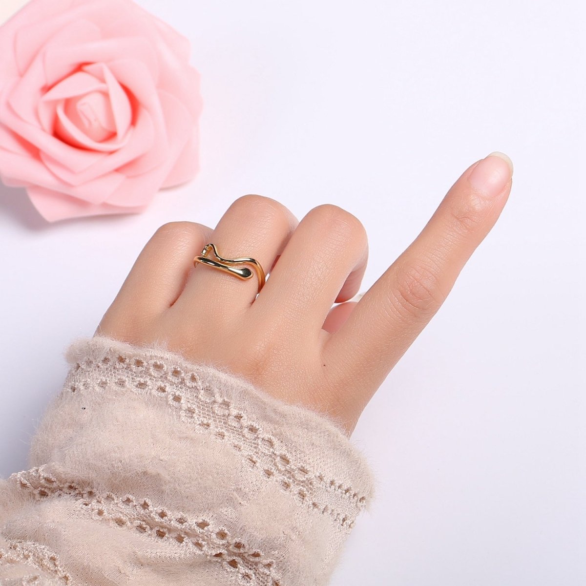 Snake ring Gold ring silver ring Dainty ring Delicate ring Stacking ring Minimal ring gift for her Open ring Adjustable U-060 - DLUXCA