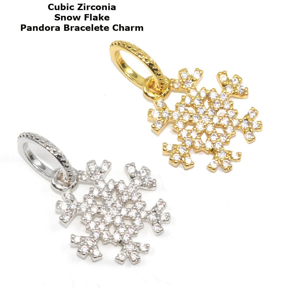 Snow flake Winter Pendant Charm Genuine Cubic Zirconia Crystal Christmas Gift Findings Bail Necklace Earring Jewelry Making J-196 J-235 - DLUXCA