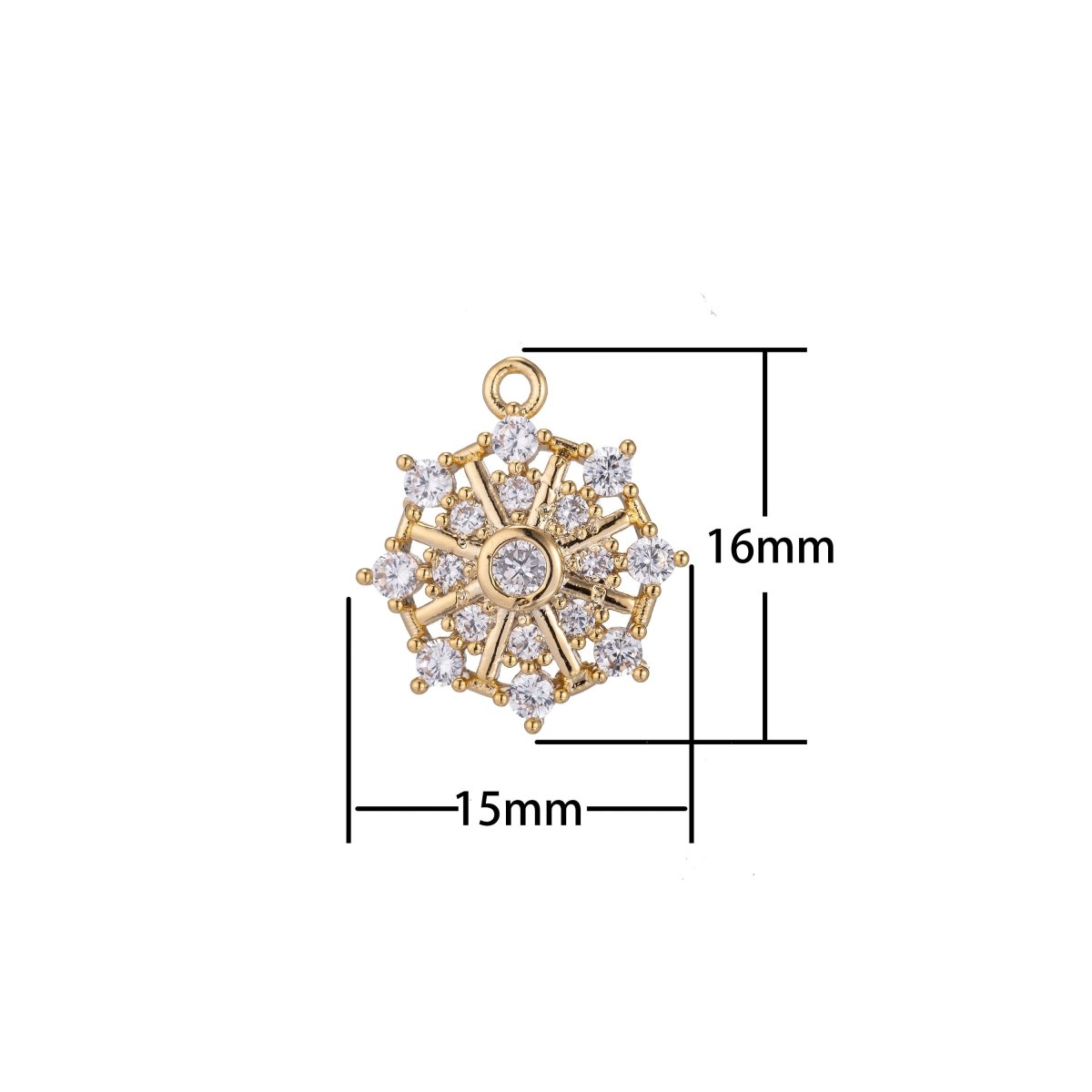 Snowflake Winter Snow Charm, Micro Pave CZ Charm, Dainty Pendant Frost Icy Star Diamond Crystal Necklace Charm for Jewelry Making E-427 - DLUXCA