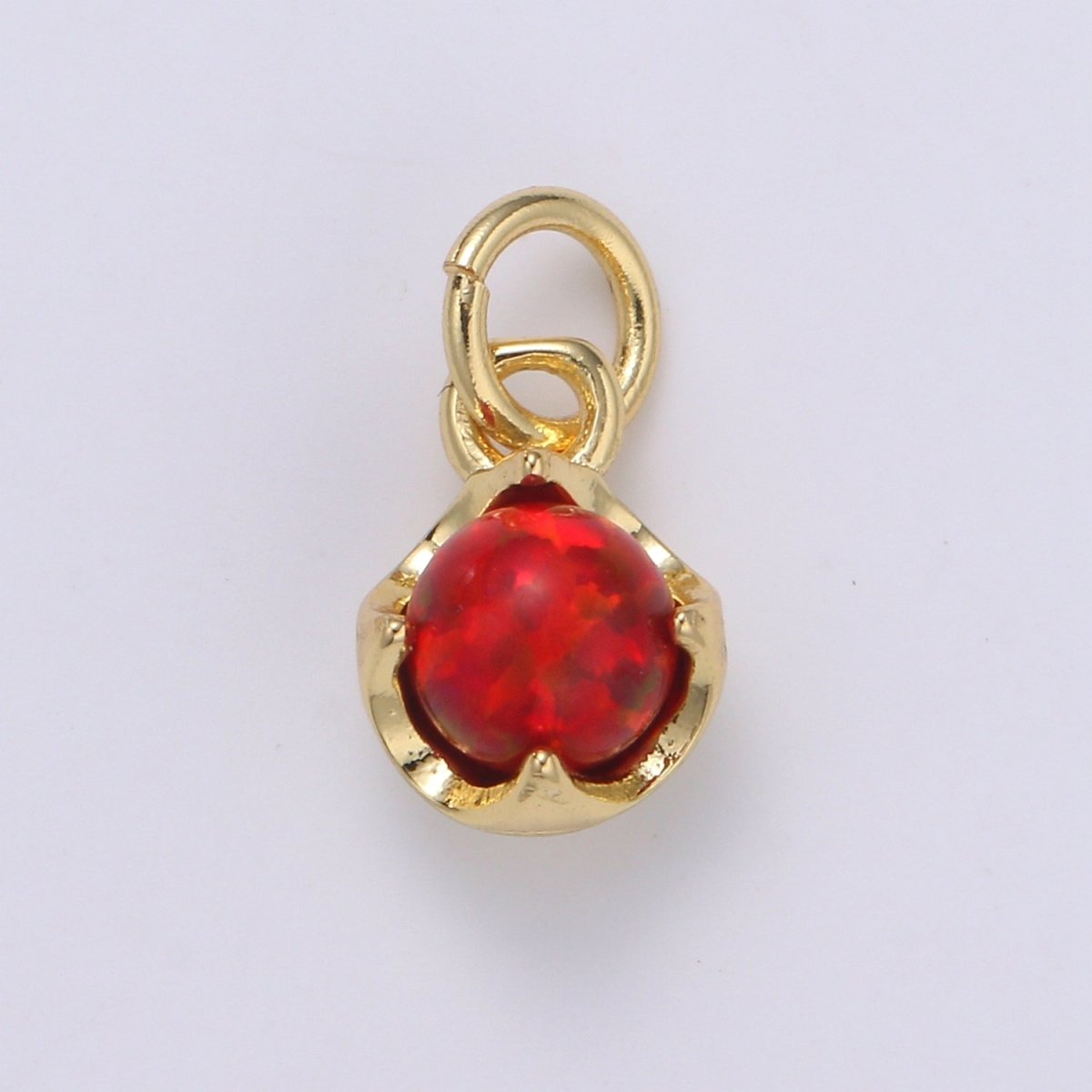 Solitaire Opal Charm, 14K Gold Filled Add on Charm, Round Ball 5mm Diameter Opal Pendant E-037 E-038, E-039, E-040, E-041, E-042, E-043, E-043, E-044, E-045, E-046, E-047, E-048 - DLUXCA