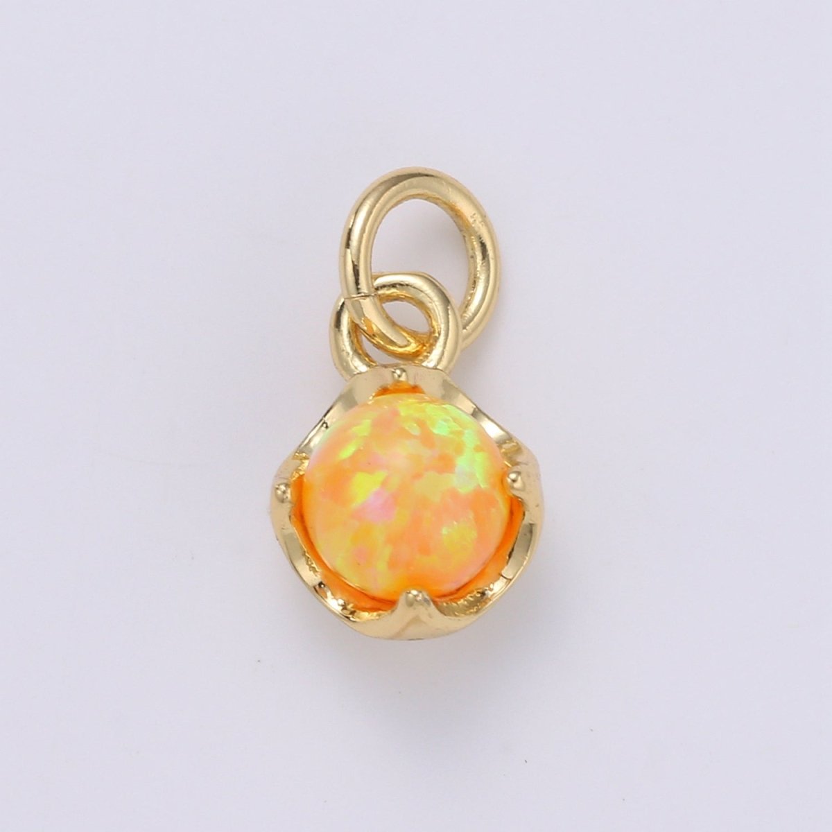 Solitaire Opal Charm, 14K Gold Filled Add on Charm, Round Ball 5mm Diameter Opal Pendant E-037 E-038, E-039, E-040, E-041, E-042, E-043, E-043, E-044, E-045, E-046, E-047, E-048 - DLUXCA