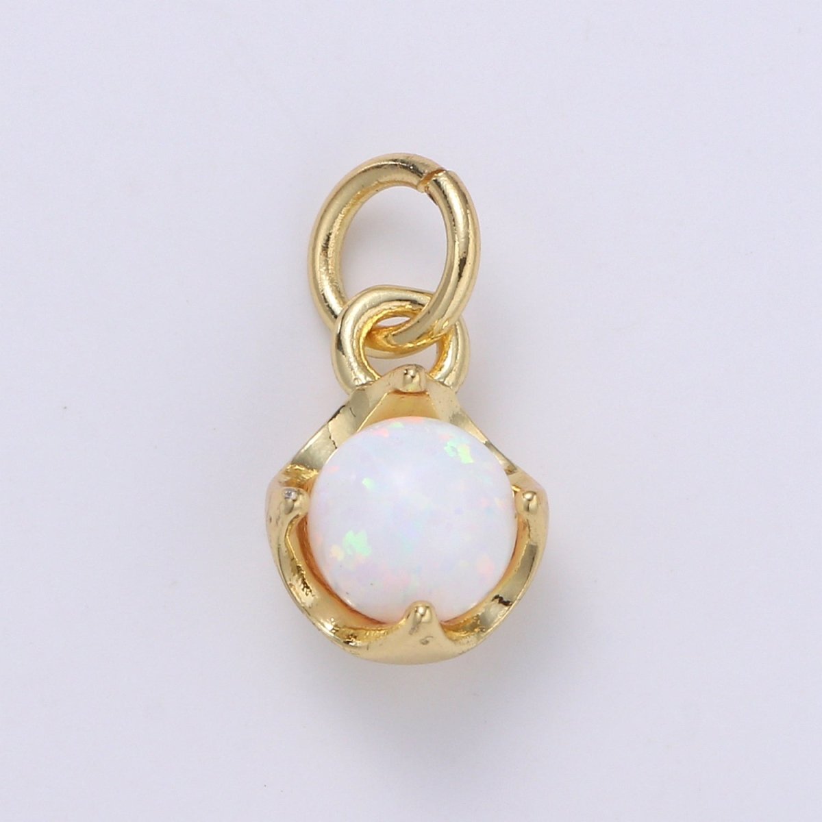 Solitaire Opal Charm, 14K Gold Filled Add on Charm, Round Ball 5mm Diameter Opal Pendant E-037 E-038, E-039, E-040, E-041, E-042, E-043, E-043, E-044, E-045, E-046, E-047, E-048 - DLUXCA